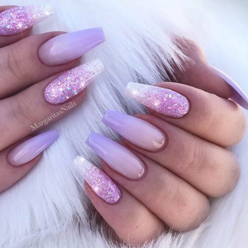 Glitter Lilac Nails Design #ombrenails #glitternails