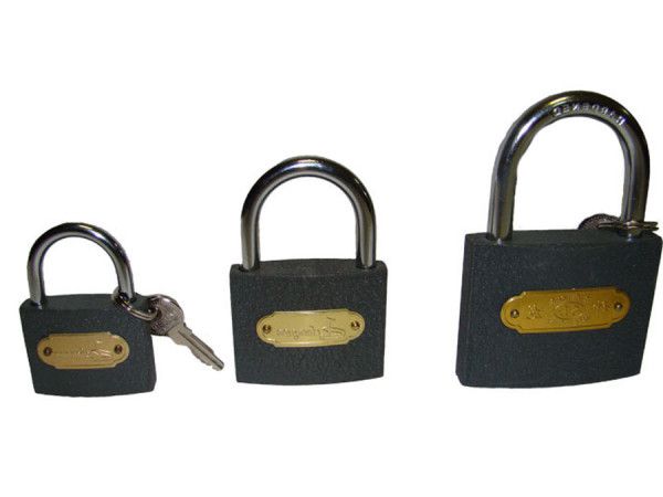 Small, medium and large padlock