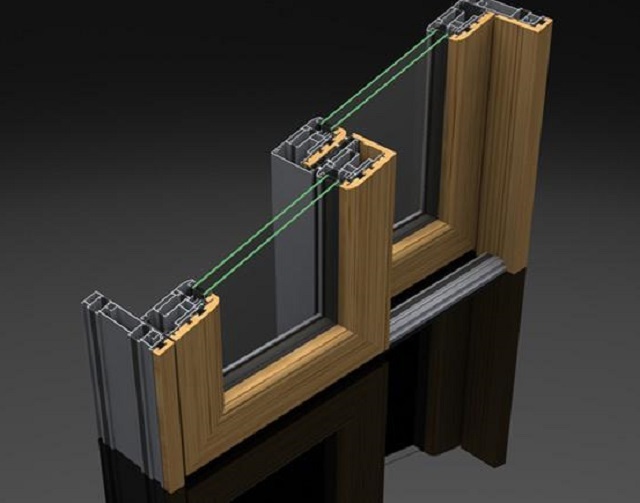 Алюминиево-деревянная конструкция раздвижного типа