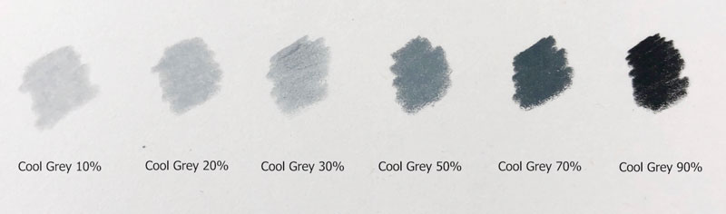 Cool grays with colored pencils