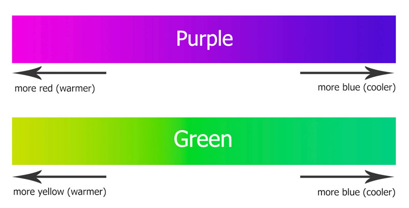 Green and purple transition colors