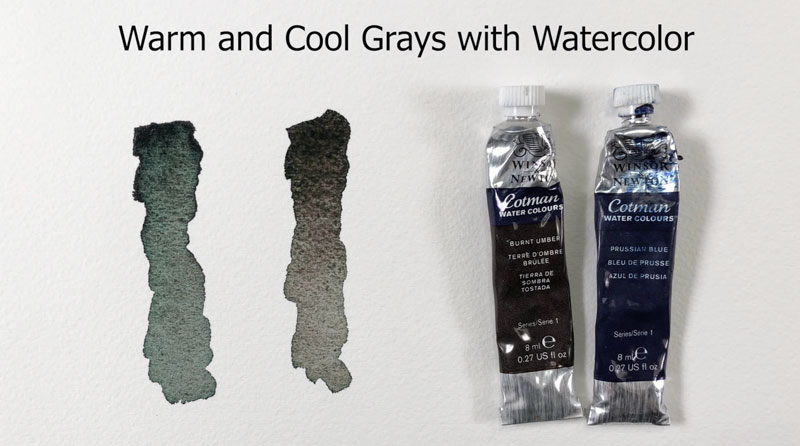 Warm and cool grays with watercolor