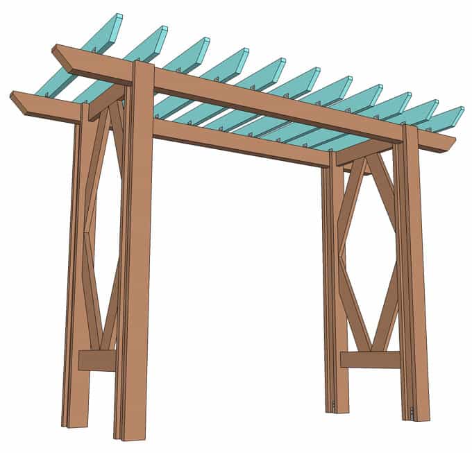 Free building plan for a gorgeous DIY friendly arbor / pergola: it will add so much beauty to an outdoor space. Step by step drawings and lots of photos! - A Piece of Rainbow
